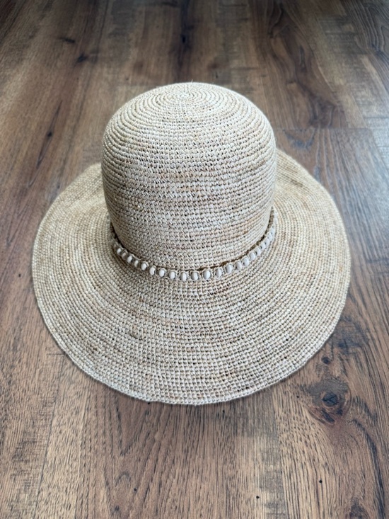 SUN ‘n’ SAND Accessorize Woven Raffia Sun Hat - Tan wide Brim UPF 50+ Bow Shell main image 6